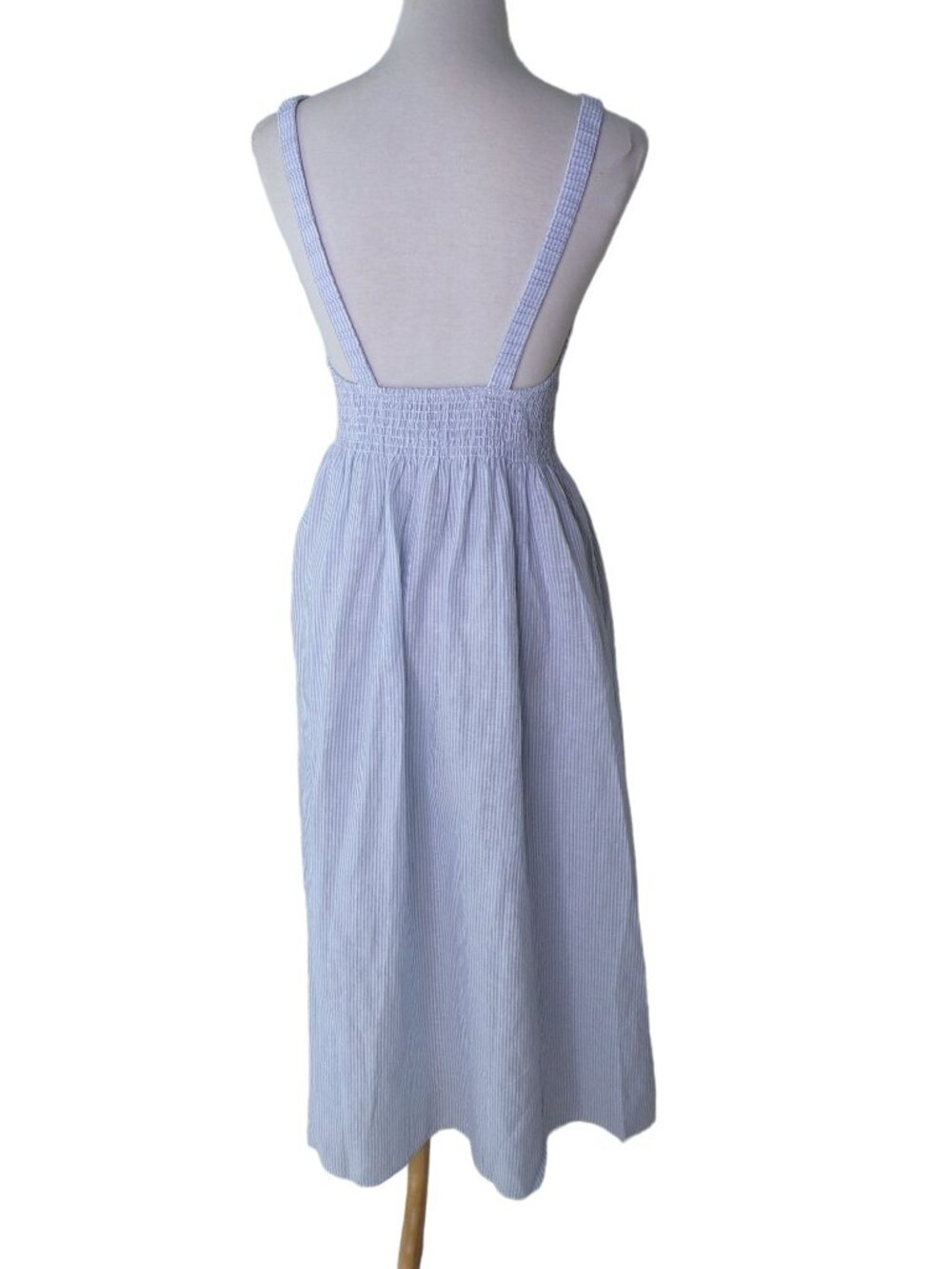 🆕J CREW Smocked Beach Dress Blue Stripe Cotton X-Small #BF192 - Picture 10 of 10